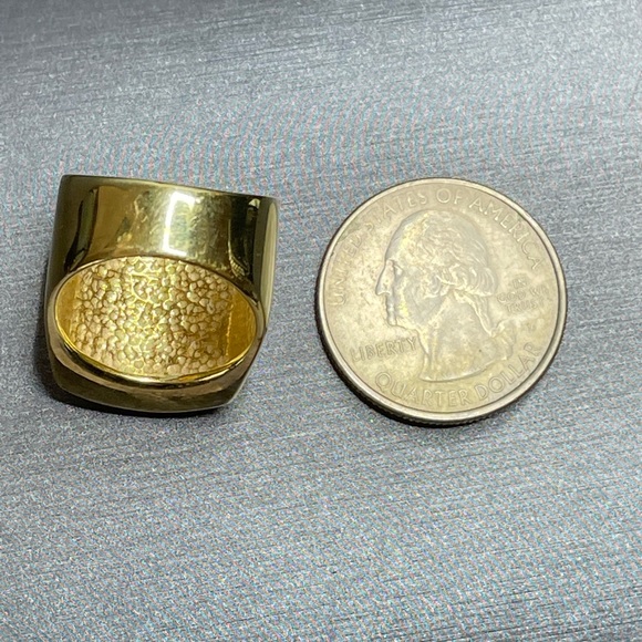 Itor Italy Sterling Silver 925 Vintage Wide Heavy Sz 7 Ring Gold Overlay. - Picture 11 of 12
